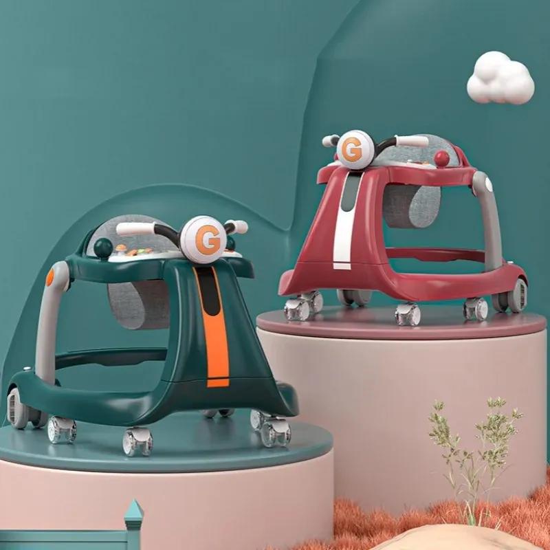2-In-1 Baby Walker With Wheels Foldable Push Walker With Music Lights Activity Center Car With Interactive Toy Tray For Infants