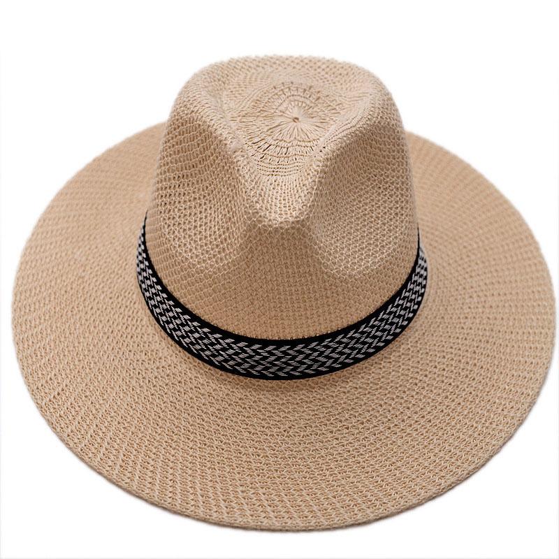 

Fashion Solid Color Straw Hat for Men Women Summer Large Brim Sunshade Western Cowboy Bucket Cap Unisex Travel Beach Basin Hat 56-58CM