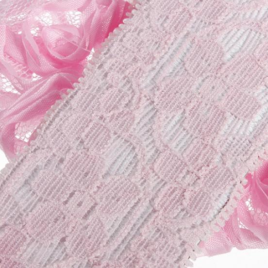 Babyflicka Barn Småbarn Faux Pärla Pannband Rosett Spets Hårband Blomma Huvudbonad