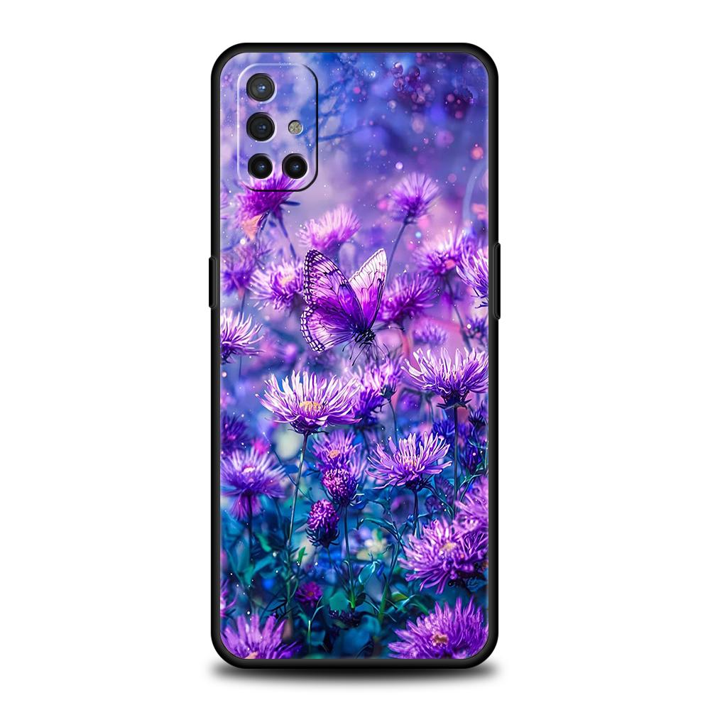 Phone Case For Oneplus 13R 12R 13 12 10T 10R Nord N100 N200 N10 10 9 9R 9RT CE 2 Z Pro 5G Soft TPU Cover Art Purple Butterfly