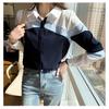 2026 Spring New Women's Turn-down Collar Contrast Color Slim Fit Long Sleeve Casual Striped Shirt