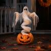Outdoor Halloween Decorations Swirling Ghost Pumpkin Yard Lamp, Lighted Spooky Fall Season Decor Statue, Warm LED Decoration for Porch Garden