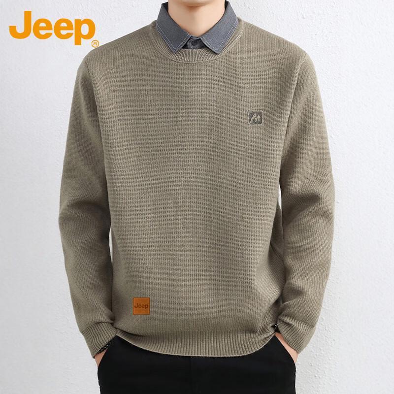 

Jeep Men s Faux Layered Shirt Collar Knit Sweater L