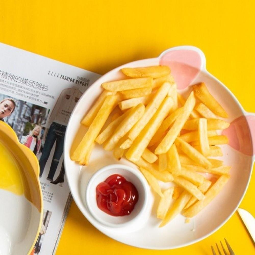 Ceramic Dipping Sauce Dish Animal Shape French Fry Plate Breakfast Dish Cow Sushi Plate Kitchen