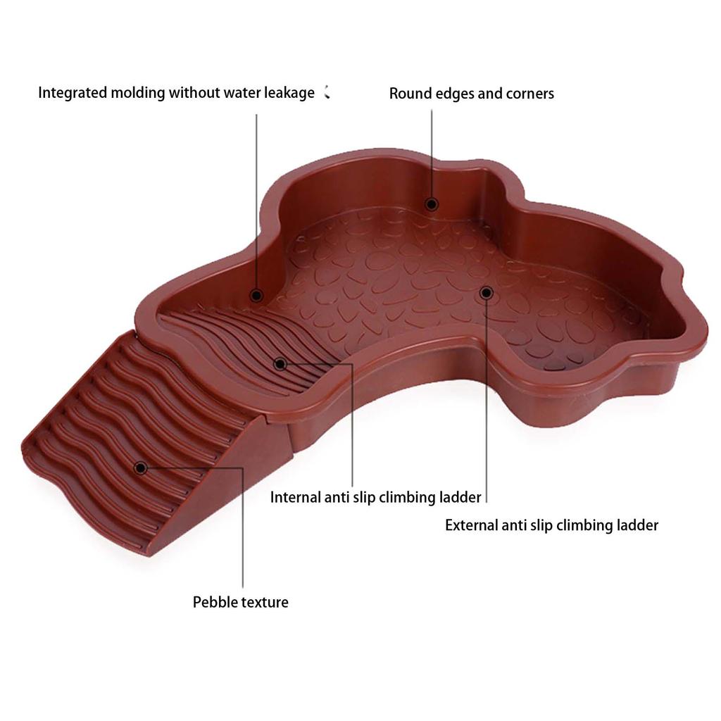 Detachable Reptile Water Bowl For Turtles With Ramp Designing Durability Easy To Assemble for Indoor or Outdoor Use