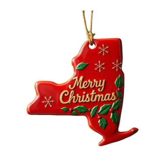 State Pride Christmas Ornaments Acrylic State Shaped Xmas Tree Hanging Decoration
