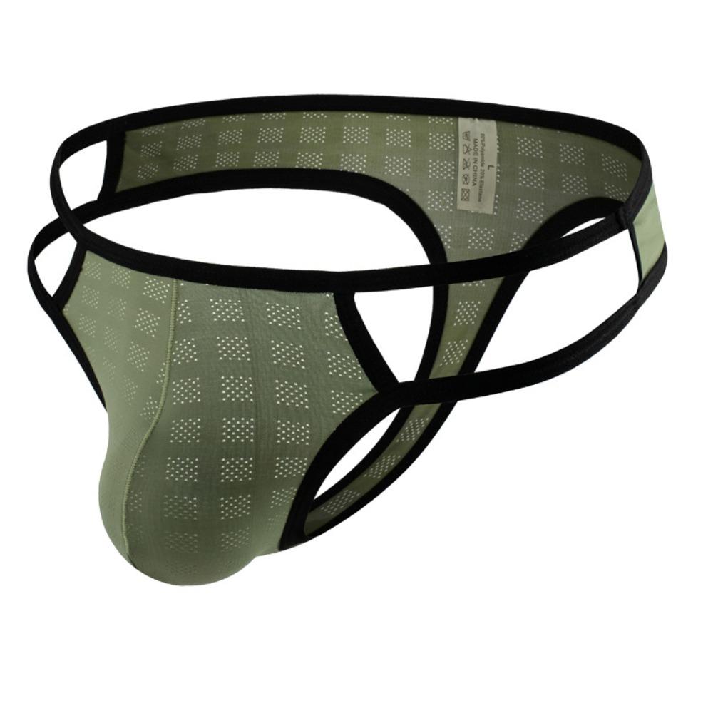 Hollow Men's Thongs Ultra-thin T Back Panties Breathable Mesh Underpants Summer