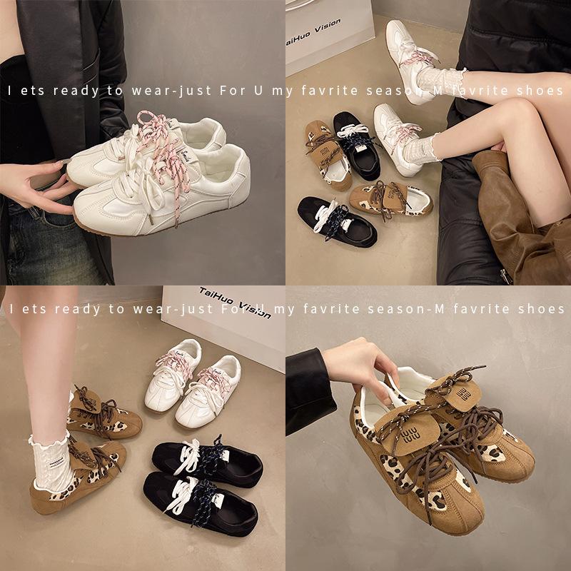 Damen vielseitige atmungsaktive Board-Schuhe, deutsche Trainingsschuhe, Sport Weichleder kleine weiße Schuhe, lässige neue Herbst-Retro Forrest Gump Schuhe
