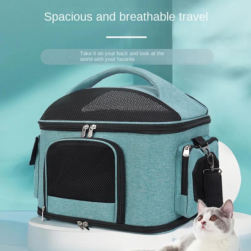 Portable Breathable Mesh Cats Dogs Shoulder Bag Cats Dogs Travel Bag Foldable Pet Carrier For Outdoor Travel Cat Dog Handbag