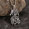 Viking Celtic Dragon Knot Pendant Necklace,Bold Punk Hip Hop Norse Style Jewelry for Gifts