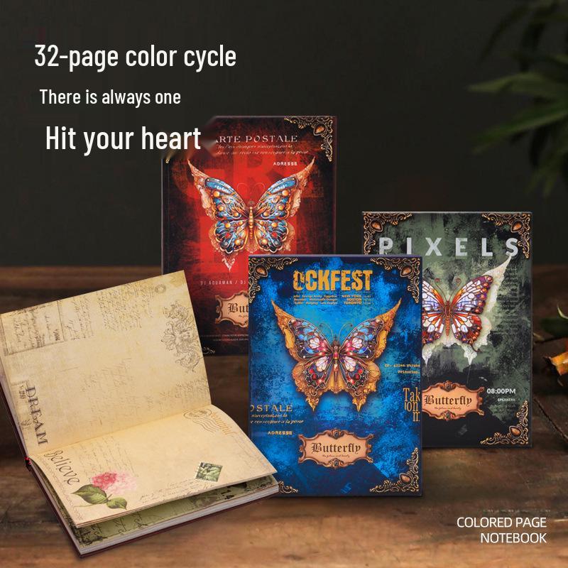 Thickened Creative Retro Notebook: Magic Butterfly Illustration for Students or Graduation Gifts
