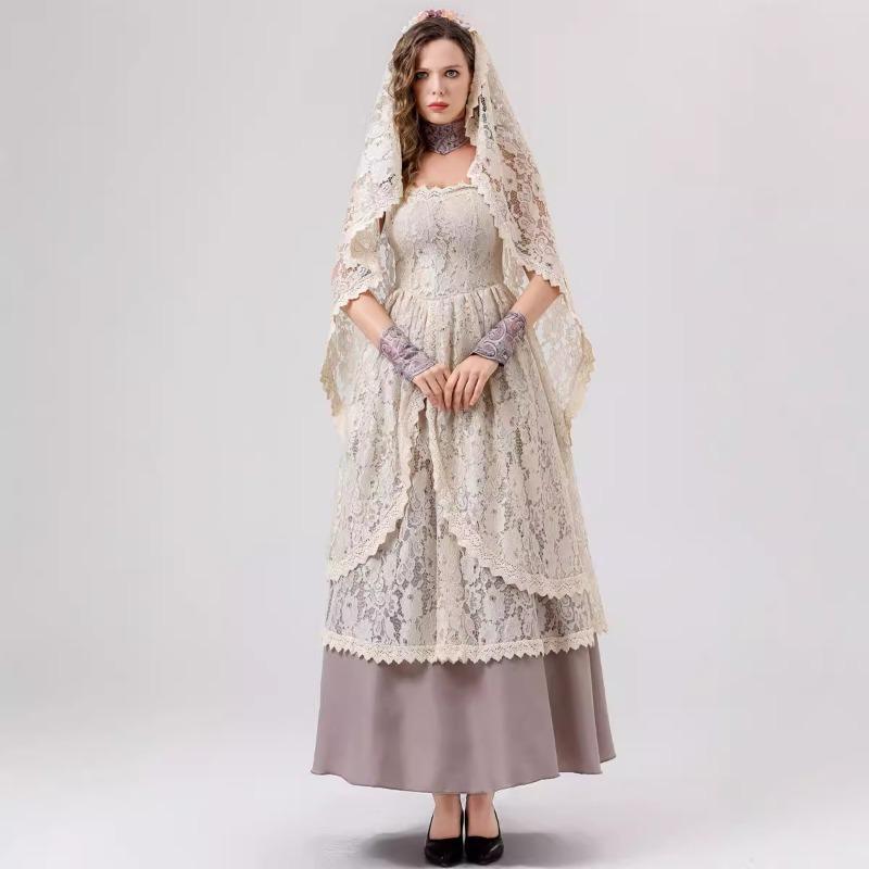 Halloween neues dunkles Vampir Geist Braut Kostüm Erwachsener Spitzenkleid