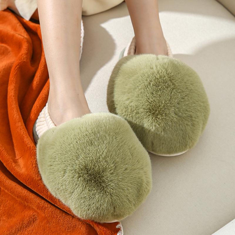 

Хлопковые туфли Cixi женские осенне-зимние плюшевые пушистые с помпоном теплые тапочки женские удобные домашние сумка и для помещения 40-41 (suitable for 39-40)