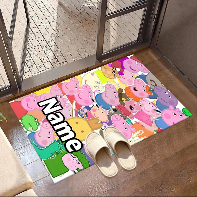 Custom Name Personalized Pink Pig Print Carpet, Versatile Home Decor Rug, for Playroom, Apartment, Balcony, Entryway, Hallway Gift