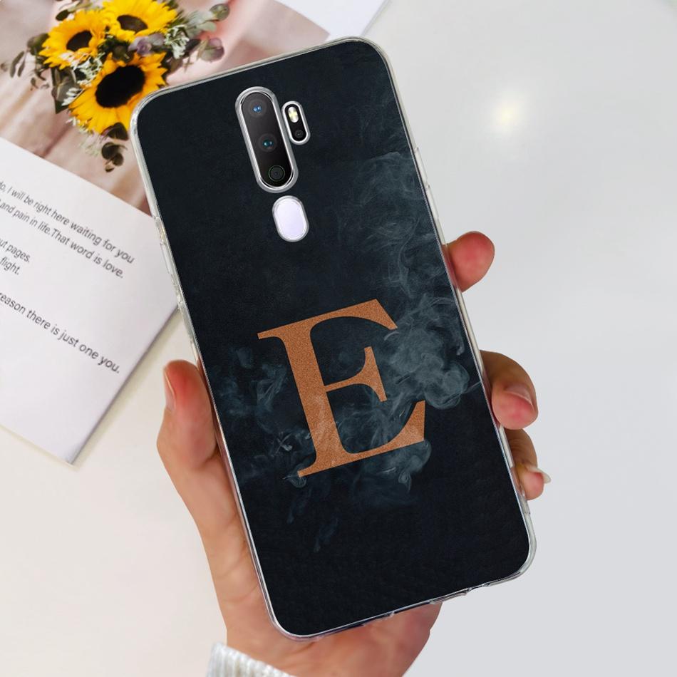For Oppo A9 (2020) A5 (2020) Case Fashion Letter Soft Silicone TPU Cover For Oppo A9 A5 2020 Transparent Shockproof Phone Bumper