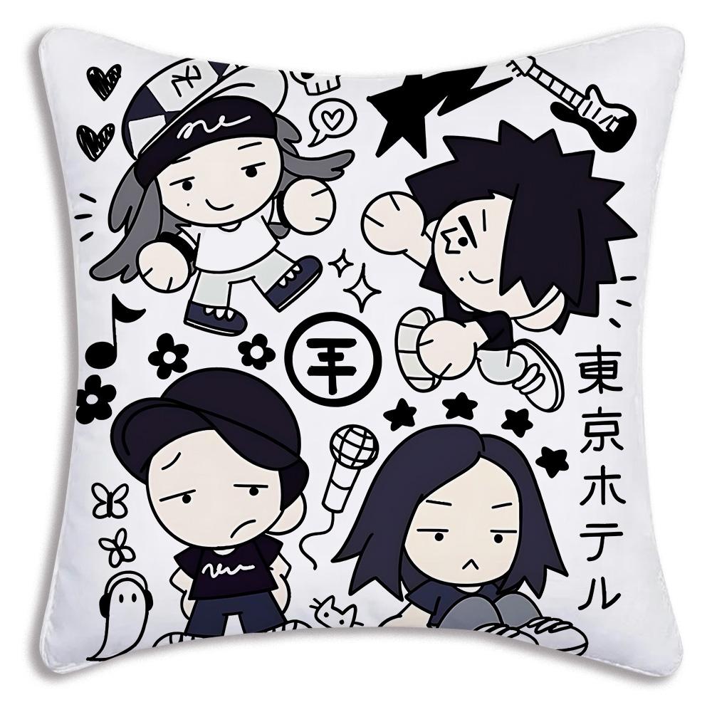 Hot Rock Band Tokios Hotels Pillow Covers Cartoon Sofa Decorative Home Double-Sided Printing Short Plush Cute Cushion Cover