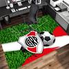 River Plate CARP Crest Soccer Field Grass Print Area Rug Argentine Football Fan Non Slip Rectangular Floor Mat Gaming Room Sports Fan Home Decor Rug