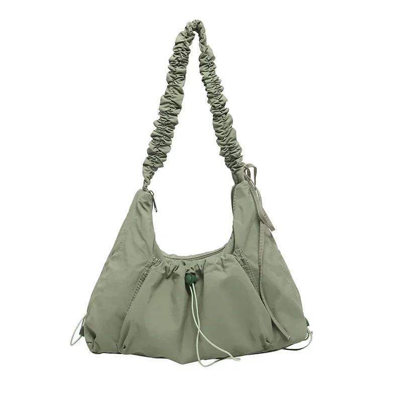 Casual Nylon Foldable Solid Shoulder Bags Large Capacity Simple Versatile Portable Crossbody Bags