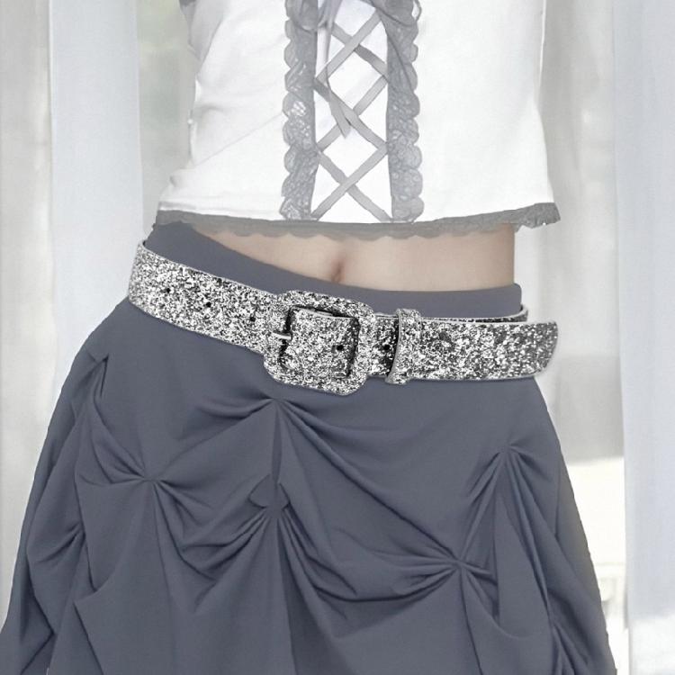 Stylish Belt for Women Comfortable Wearing Waistband with Sequins Decorations for Daily & Party Celebration Gold/Silver