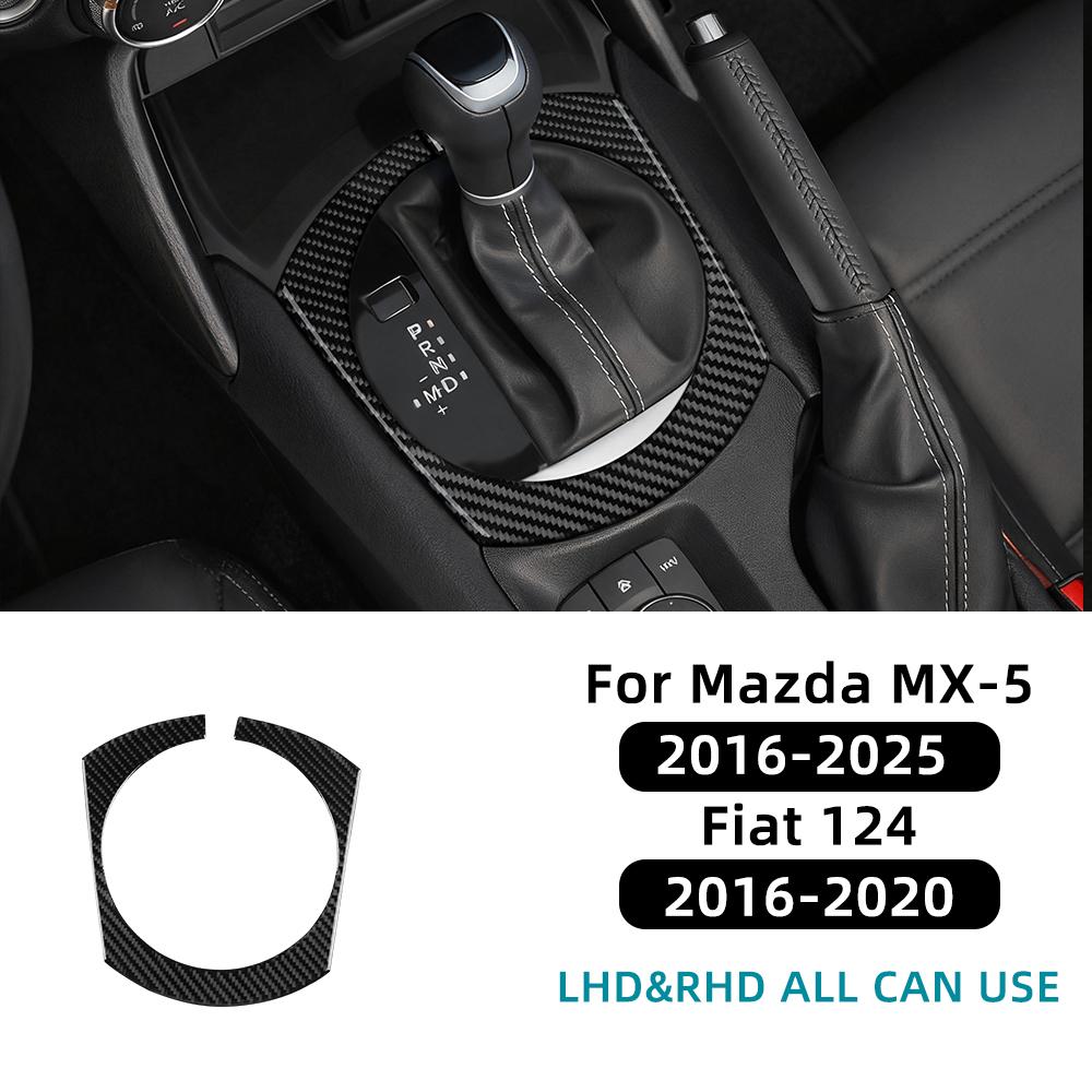 For Mazda MX-5 MX5 Miata Roadster ND ND2 MK4 2015-2025/Fiat 124 2016-2020 Real Soft Carbon Fiber Sticker Car Gear Shift Trim