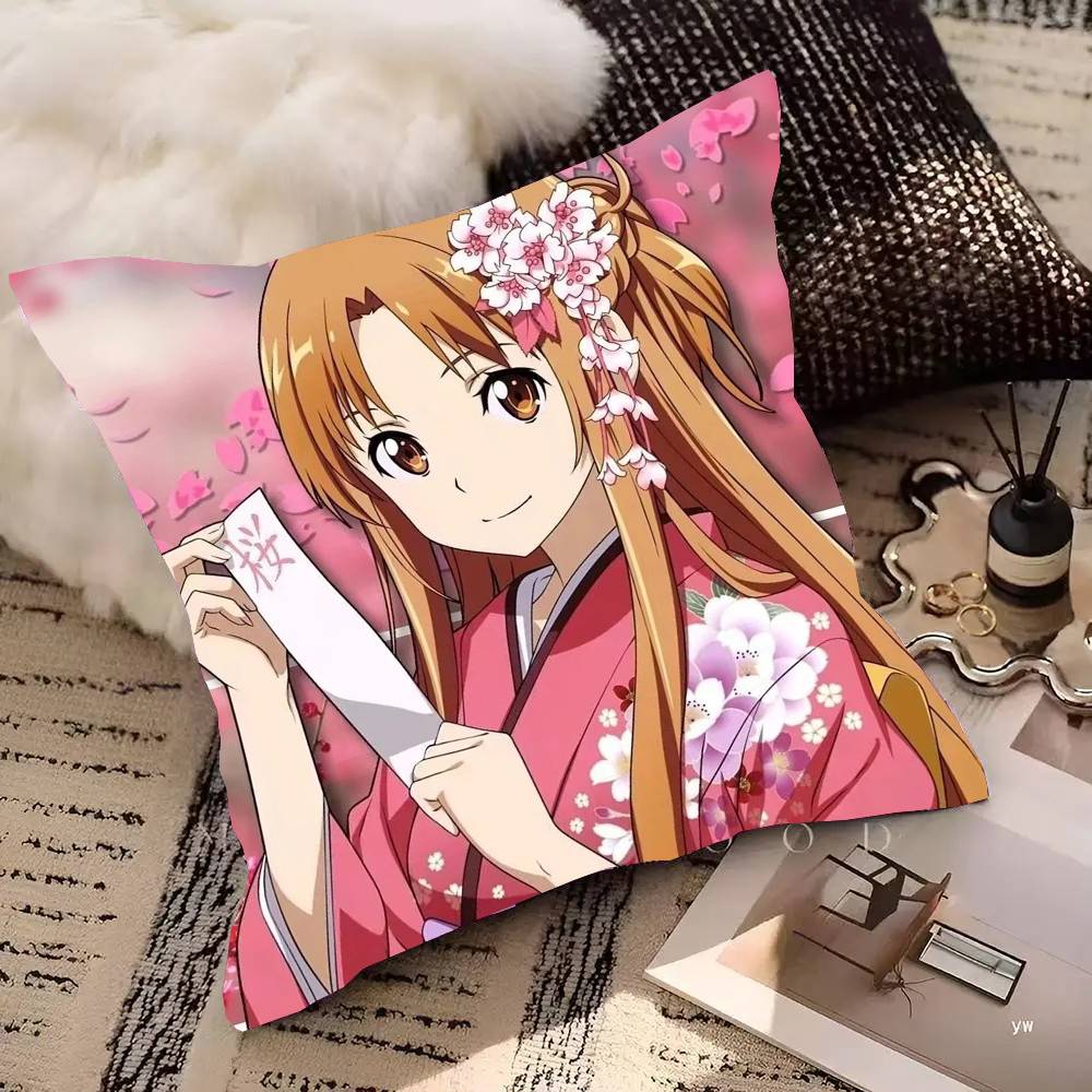 Asuna Animation S-Word A-Art O-Online Pillow Case Fashion Square Pillowcase Bedroom Sofa Room Ins Decoration Leisure
