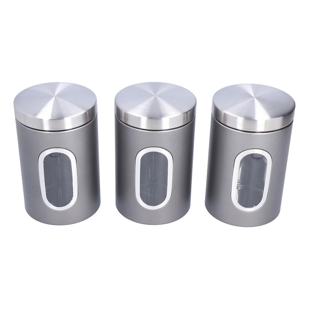 3 szt. Słoik do przechowywania Stal nierdzewna Pojemnik na żywność Herbatę Orzechy z okienkiem Trwały i o dużej pojemności dla