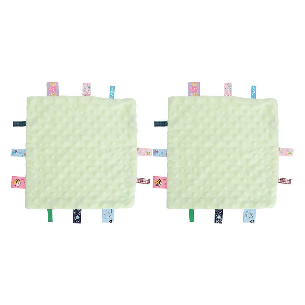 2 Stück Babyetiketten Sicherheitsdecke Reine Baumwolle 3D Partikel Sensorische Entwicklung Baby Komfortdecke mit bunten Etiketten