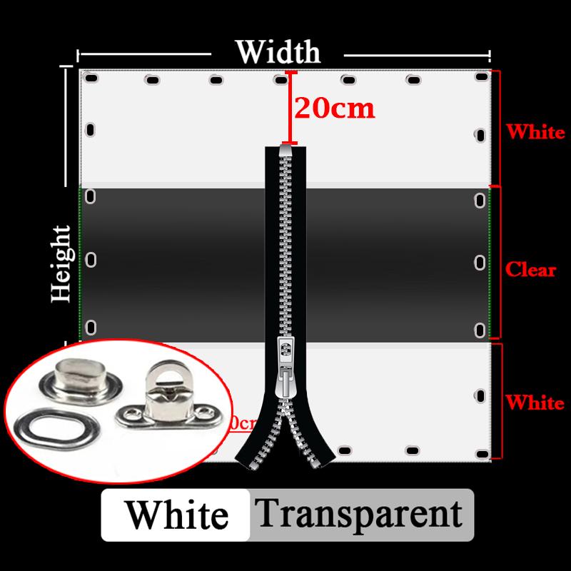 Customize Heavy Duty Zipper Tarpaulin with Twist Locks Outdoor Pergola See Though Tarp Door Curtain Gazebo Windproof Screen