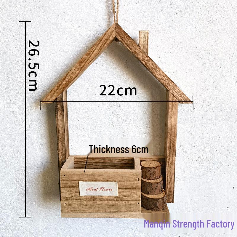 European-style Wooden Wall Hanging Flower Basket with Macrame