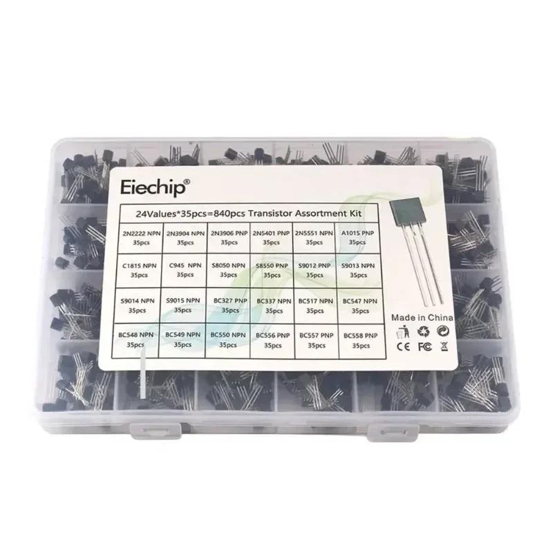 200/480/840/900PCS Transistors Set BC327 BC337 BC547 BC548 BC549 2N2222 3906 3904 5401 C945 A1015 S8050 NPN PNP Electronics Kit