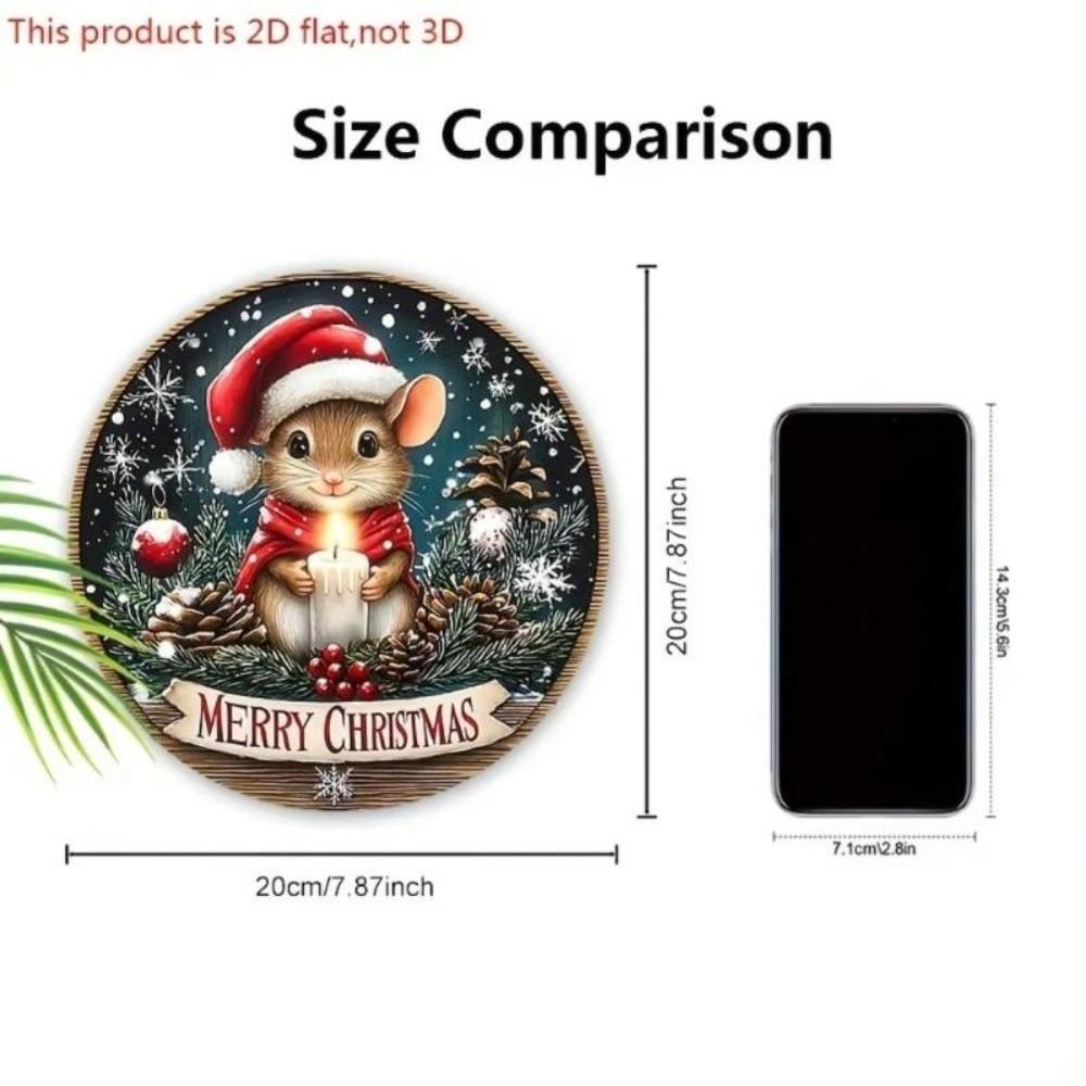 Christmas Ornament 2D Metal Wall Art Front Door Hanging Decor Holiday Gift