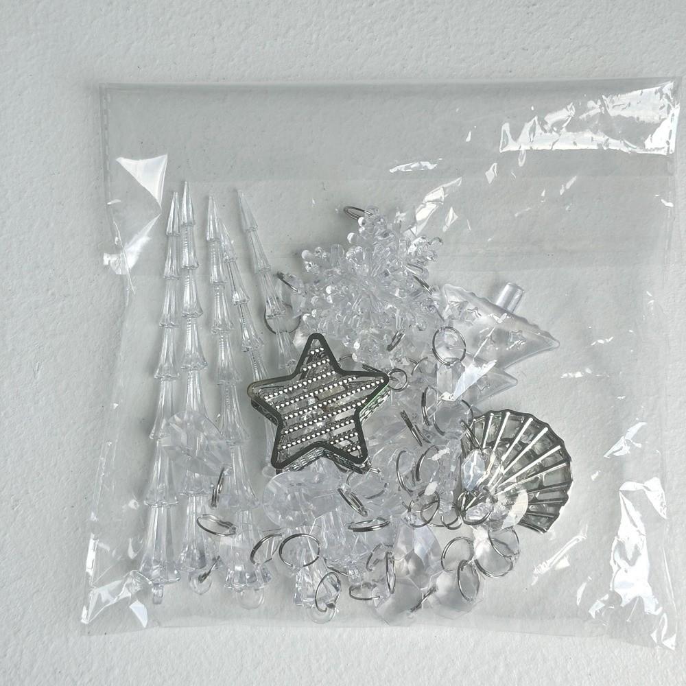10/12pcs DIY Christmas Crystal Pendant Clear Acrylic Xmas Hanging Decoration New Year