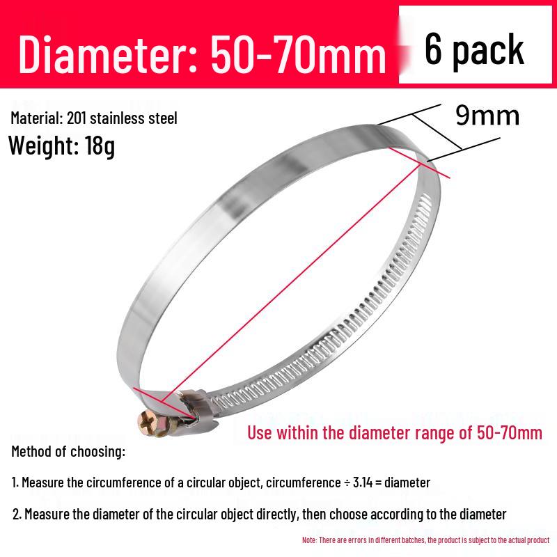 201 Stainless Steel Hose and Pipe Clamp for Water Pipes, Range Hoods, Washing Machines, and Gas Pipes