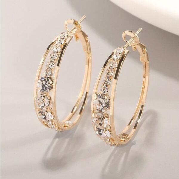 1 Pair of Earrings Exquisite Explosive Style Rhinestone Earrings for Men and Women Big… More