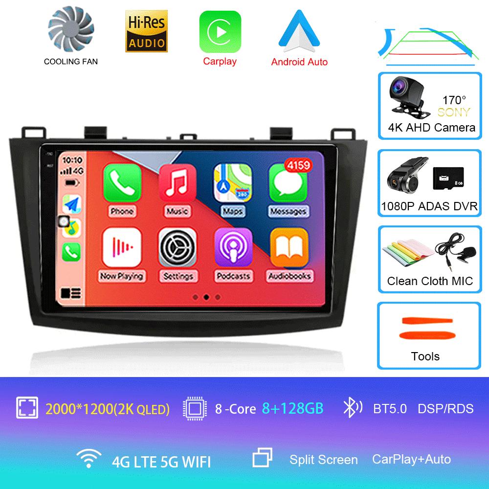 Android 14 For Mazda 3 2009-2013 Video Player Car Radio Multimedia Stereo Navigation Carplay Speakers Head Unit Audio GPS 2 Din