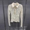 2025 Autumn/Winter Korean Style Casual Elegant Lace Lapel Shirt