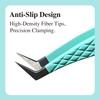 DIYDAY Anti-Slip Tweezers, High-Density Fiber Tip for Eyelash Extensions & Eyebrow, Professional Precision Beauty Tools