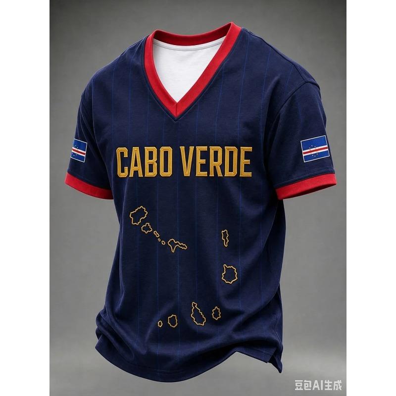 2026 Men Cabo Verde National Flag Map T Shirt Islands Star 3D Print Quick Dry Soccer Fan Casual Sports Short Sleeve Jersey Top M