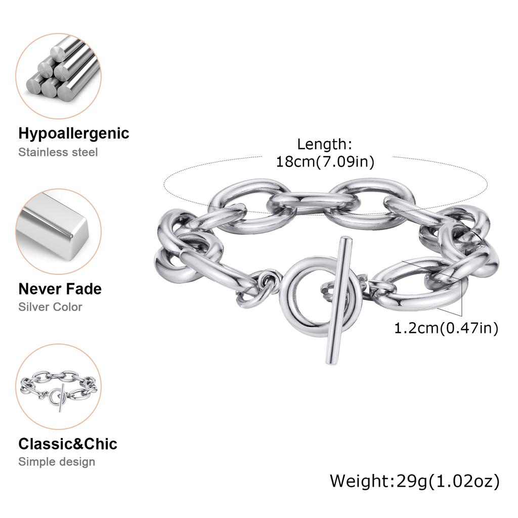 Elegant Big Thick Chain Link Bracelets for Women Gold Silver Color Personality Cross Chain Bracelet Female Wrist Jewelry Gifts