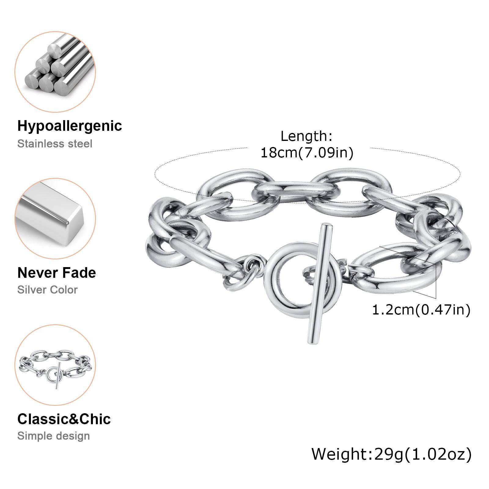 

Elegant Big Thick Chain Link Bracelets for Women Gold Silver Color Personality Cross Chain Bracelet Female Wrist Jewelry Gifts
