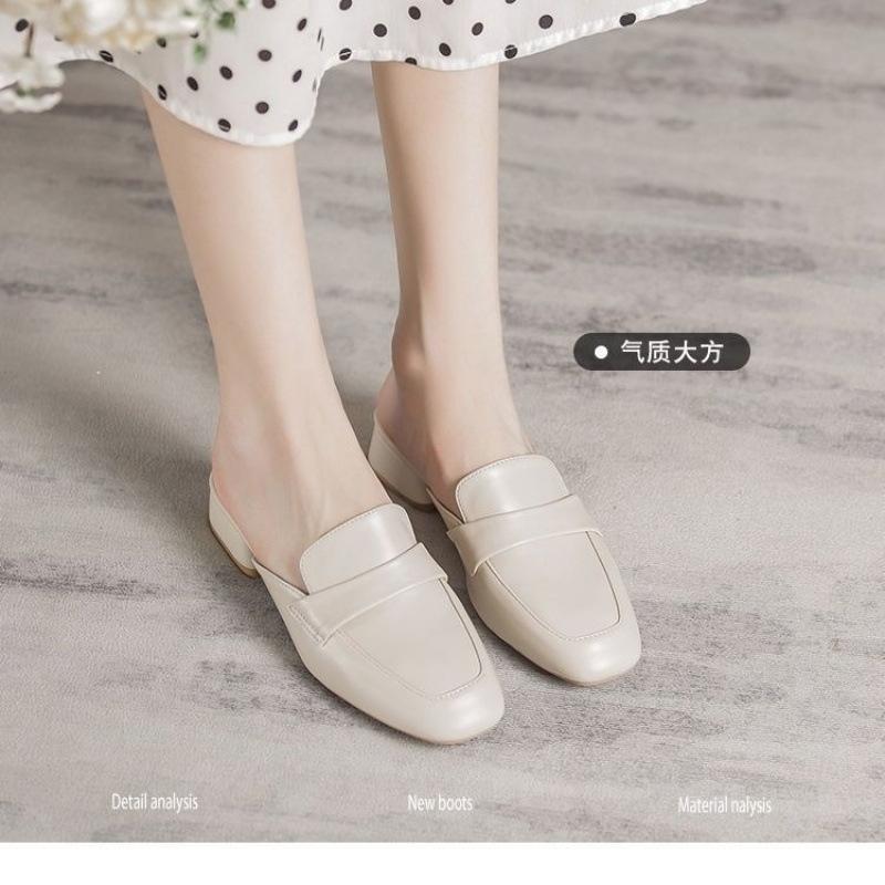 

Мягкая кожаная сумка голова полушлепанцы женские летние 2025 новая мода сказочный стиль интернет-знаменитость сандалии французские мюли 34