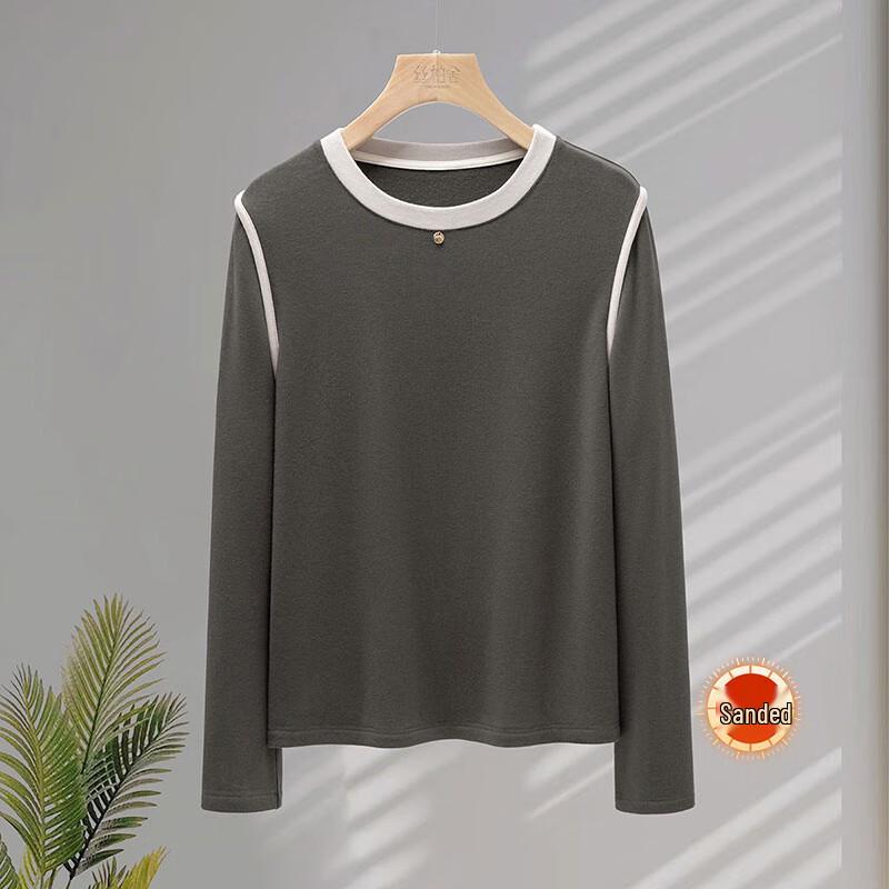 Sibaishe Women s Autumn Slim-Fit Color-Block T-Shirt S