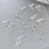 10 Pcs Glossy Silver Ribbon Nail Art Charm 3D Metal Alloy Bows Silk Ribbon Nail Decoration Diy Retro Metallic Nail Accessories