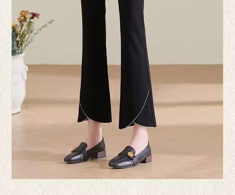 Women's Black High-Waisted Micro-Flare Pants: Slimming, Elastic, Petite, Nine-Point Length, New Summer Arrival