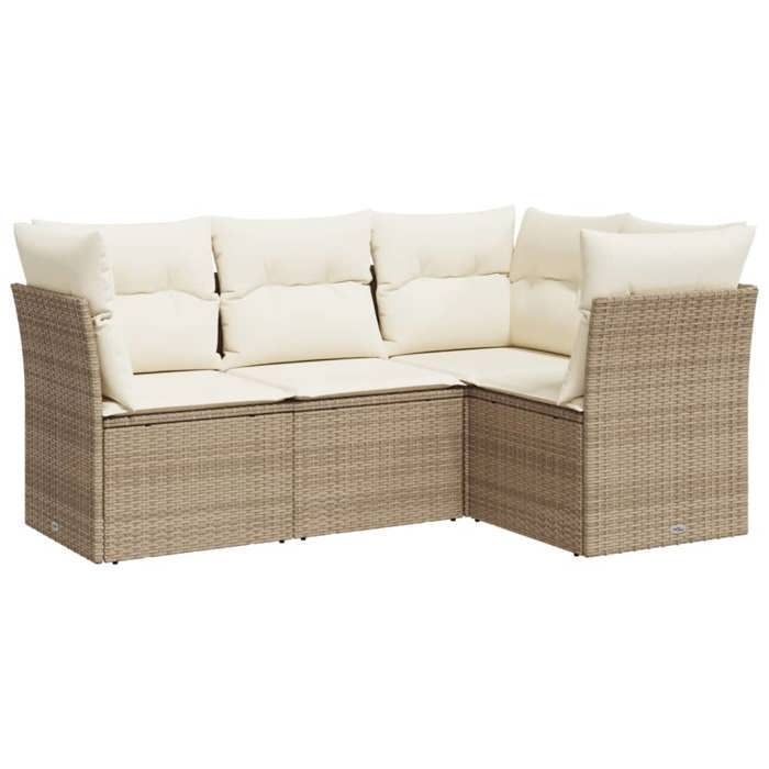 VidaXL Garden Lounge Set with Cushions 4 Pcs Beige Braided Resin 3217578