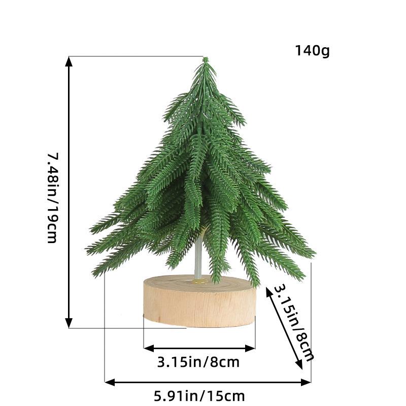 Round Wood Bottom Christmas Tree Christmas Decorations Flocked Christmas Small Tree Cedar Decorative Tree