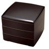 Wakaizumi Japanese Cuisine Dimensional Stacked Red Lacquer Gold 3 Lacquerware, Lacquerware, D.X7 Box, Interior, Rim, Tiers, H-150-32A