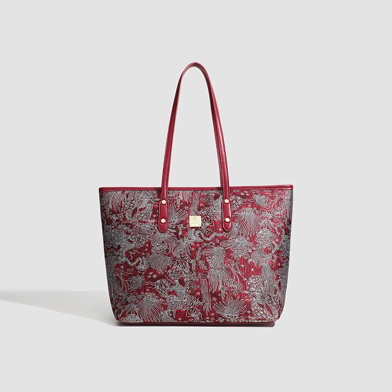 

Premium retro jacquard basket bag, new large-capacity bucket bag