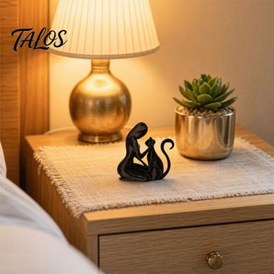 Talos 3D Printed Sculpture, One-Piece Molding Desktop Figure, Abstract Woman Cat Art Ornament for Home Decor Gift