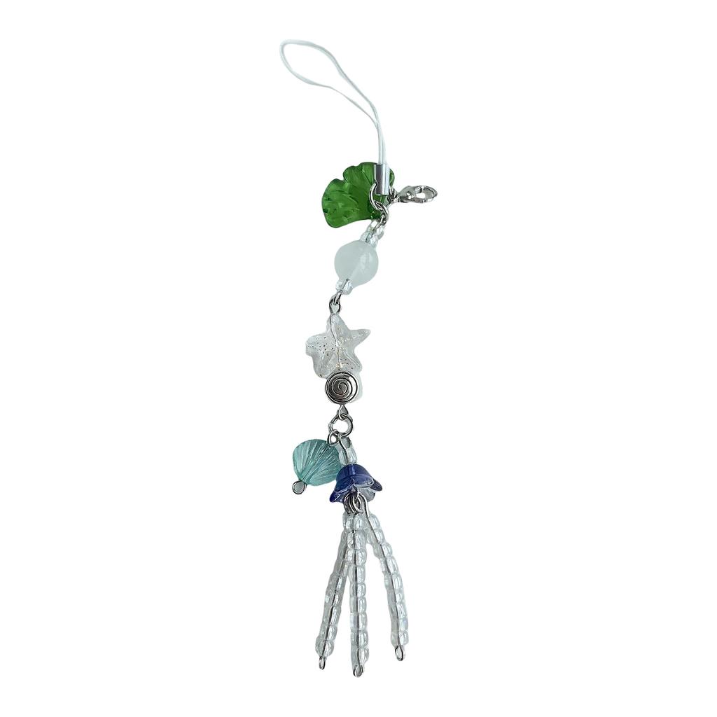 Stylish Beaded Cellphone Charm Eye Catching Keyring Pendant Colorful Key Chain Fashionable Attachment for Women Bag